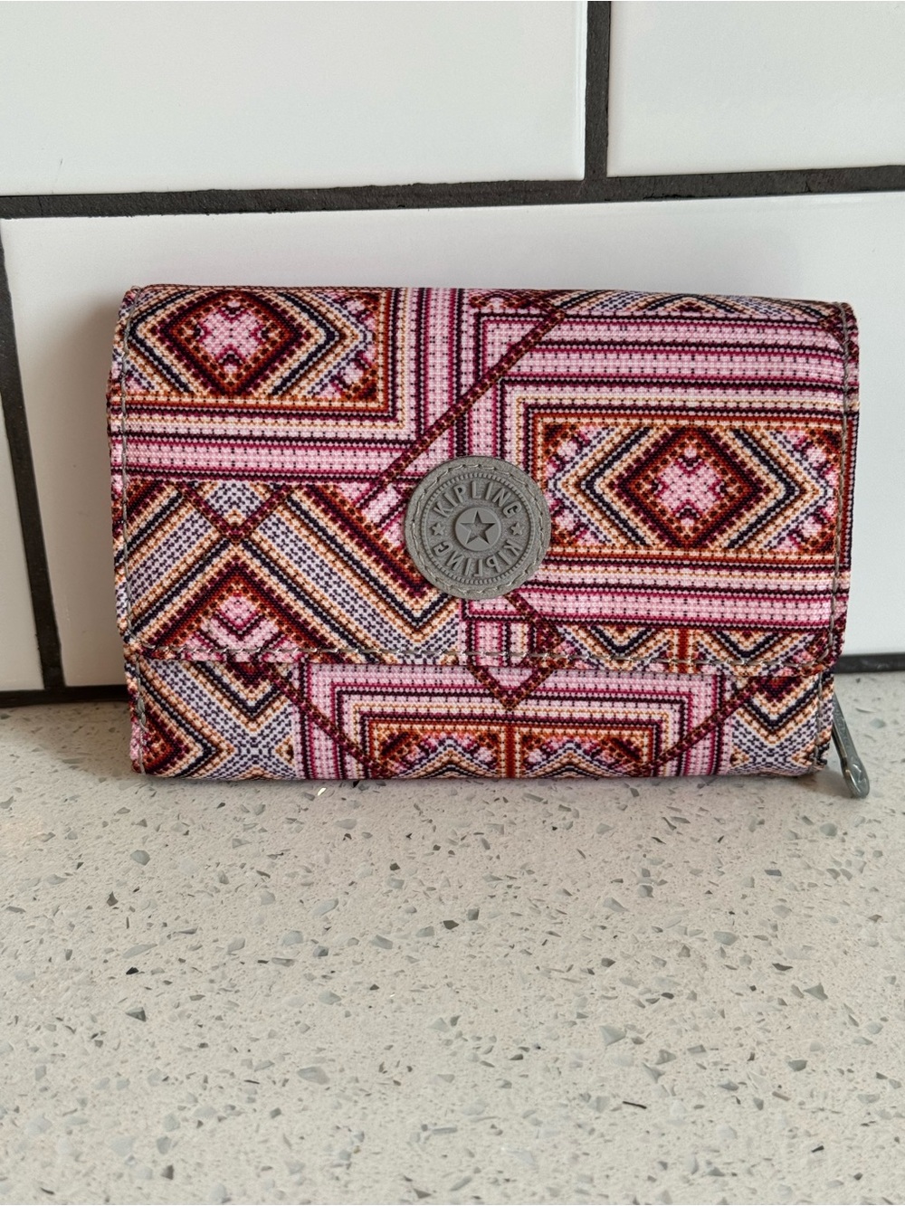 Kipling Money Land Snap Wallet – Aztec Print, Like New Condition